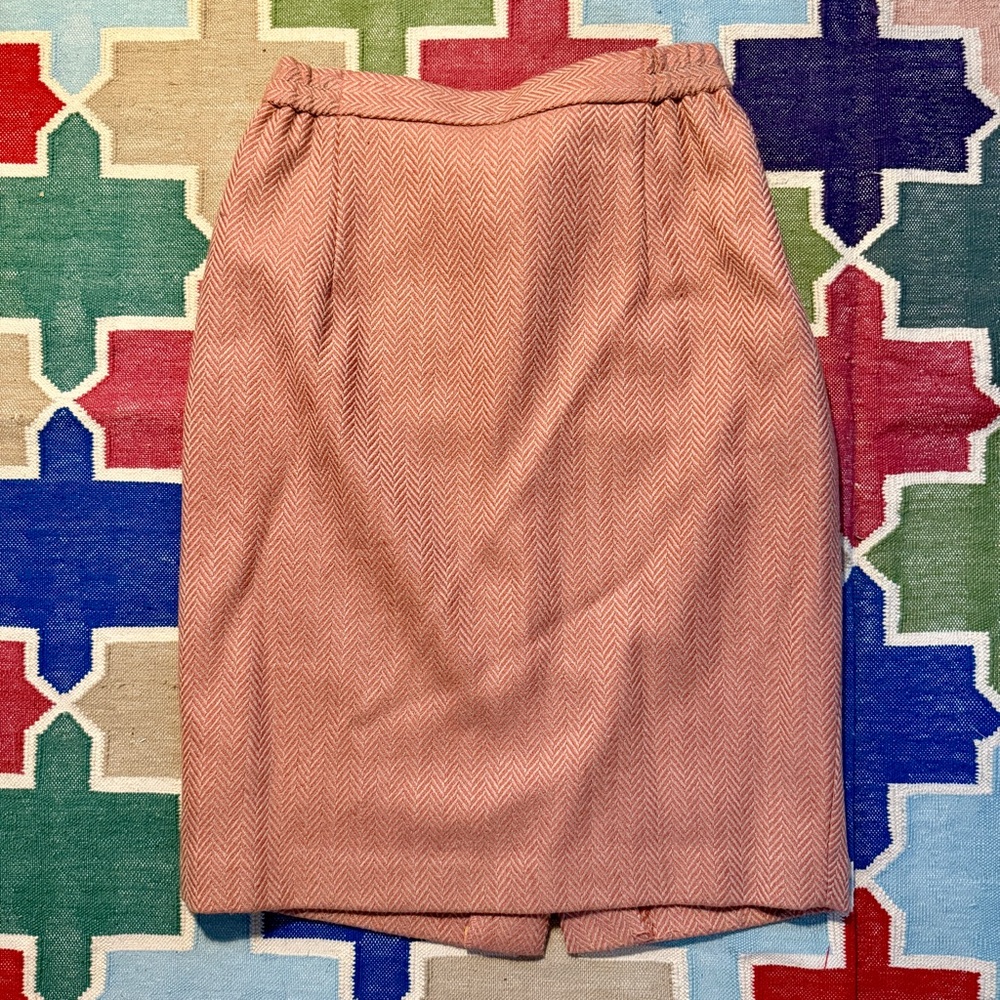 Elegant Pink Herringbone Skirt